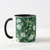 Waterverf groen blad wit bloempatroon mok (Links)