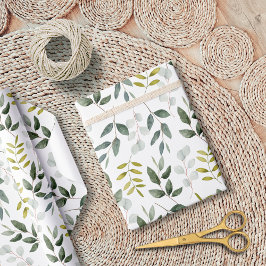 Waterverf Groen Bladeren Patroon Cadeaupapier