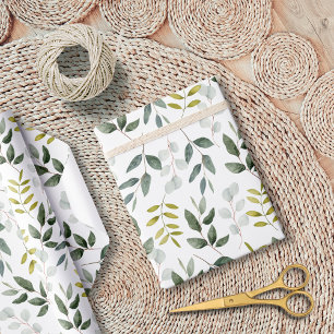 Waterverf Groen Bladeren Patroon Cadeaupapier