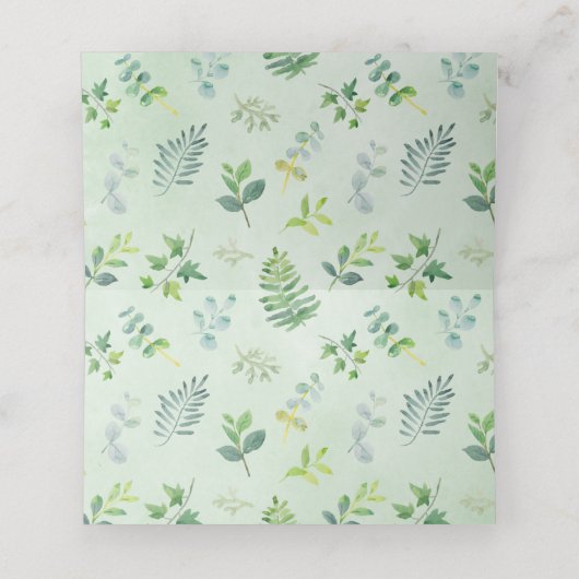 Waterverf groen blanco bruiloft plaats kaarten plaatskaartje (Binnenkant ongevouwen)