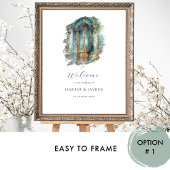 Waterverf Groen Blauw, Blauwgroen bruiloft Welkoms Poster