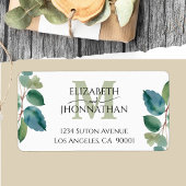 Waterverf Groen blauw eucalyptus Monogram Bruiloft Etiket