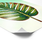 Waterverf Groen Blauwgroen Geel Rood Tropisch blad Foto Afdruk (Hoek)