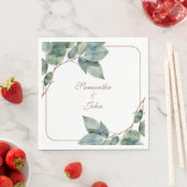 Waterverf groen blauwgroen goud botanisch groen servet (Insitu)