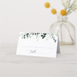 Waterverf groen Bloemen gevouwen bruiloft Plaatskaartje