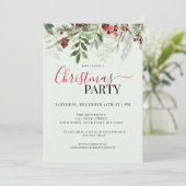 Waterverf Groen Bloemen Kerstvakantie feestje Kaart (Staand voorkant)