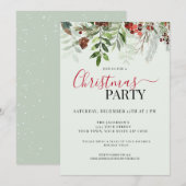 Waterverf Groen Bloemen Kerstvakantie feestje Kaart (Voorkant / Achterkant)