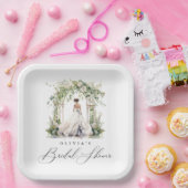 Waterverf Groen Bloemen Vrijgezellenfeest Papieren Bordje (Feest)