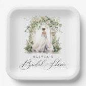 Waterverf Groen Bloemen Vrijgezellenfeest Papieren Bordje (Voorkant)
