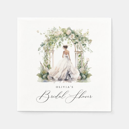 Waterverf Groen Bloemen Vrijgezellenfeest Servet (Voorkant)