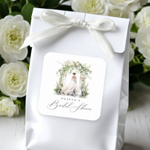 Waterverf Groen Bloemen Vrijgezellenfeest Vierkante Sticker