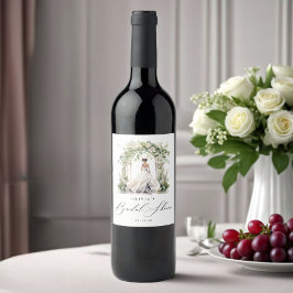 Waterverf Groen Bloemen Vrijgezellenfeest Wijn Etiket