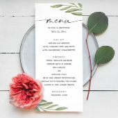 Waterverf groen bloemenblad script bruiloft menu