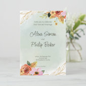 Waterverf groen Bloemenbruiloft Kaart (Staand voorkant)