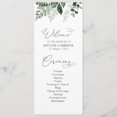 waterverf groen bloemenbruiloft programma programmakaart (Voorkant)