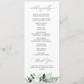 waterverf groen bloemenbruiloft programma programmakaart (Achterkant)