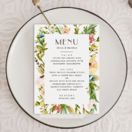 Waterverf groen bloemenzomer rustieke bruiloft menu