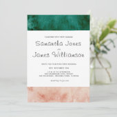 Waterverf Groen Blush roze formele moderne bruilof Kaart (Staand voorkant)