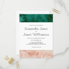 Waterverf Groen Blush roze formele moderne bruilof Uitnodiging Briefkaart