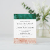 Waterverf Groen Blush roze formele moderne bruilof Uitnodiging Briefkaart (Staand voorkant)