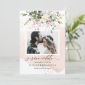 Waterverf groen blush roze stoffig Roos Kaart (Staand voorkant)