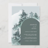 Waterverf groen bos dennenbomen bruiloft kaart (Voorkant)