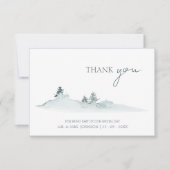 Waterverf groen bos pijnbomen bruiloft bedankkaart (Voorkant)