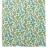 Waterverf groen botanisch bloemmotief douchegordijn (Voorkant)