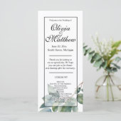 Waterverf groen botanisch bruiloft programma (Staand voorkant)