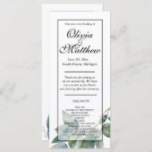 Waterverf groen botanisch bruiloft programma (Voorkant / Achterkant)