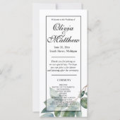 Waterverf groen botanisch bruiloft programma (Voorkant)