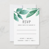 Waterverf groen botanisch gebladerte bruiloft RSVP kaartje (Voorkant)