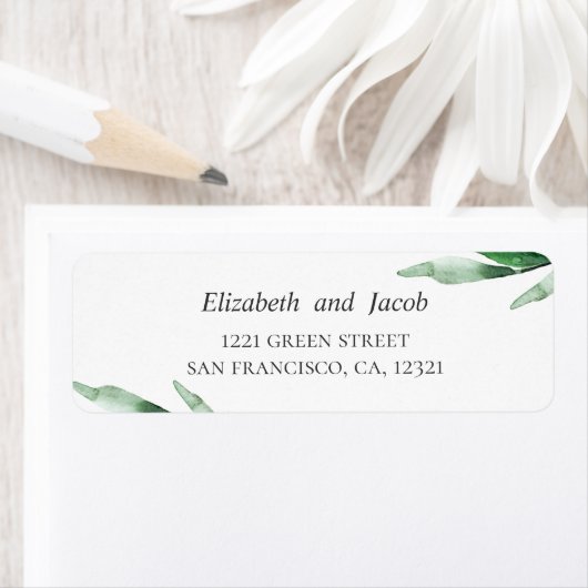 Waterverf groen. Botanisch trouwadres Etiket (Insitu)