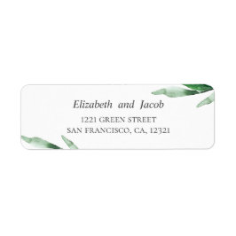 Waterverf groen. Botanisch trouwadres Etiket