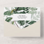 Waterverf groen botanische boho booched bruiloft all in one uitnodiging (Achterkant)