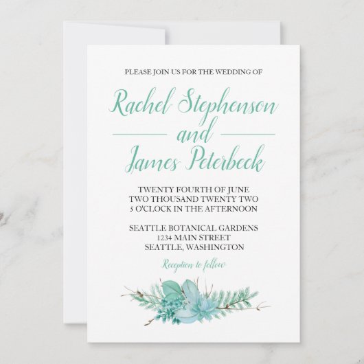 Waterverf groen botanische huwelijksuitnodiging kaart (Voorkant)