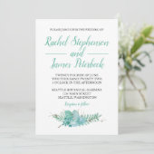 Waterverf groen botanische huwelijksuitnodiging kaart (Staand voorkant)