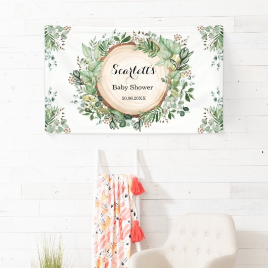 Waterverf groen botanische tuin Baby shower Spandoek (Insitu)