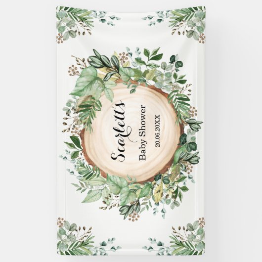 Waterverf groen botanische tuin Baby shower Spandoek (Verticaal)