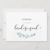 Waterverf groen bruidsmeisje voorstel kaart (Voorkant)