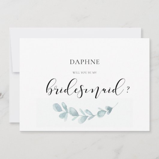 Waterverf groen bruidsmeisje voorstel kaart (Voorkant)