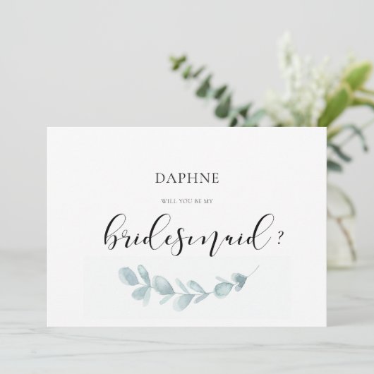 Waterverf groen bruidsmeisje voorstel kaart (Staand voorkant)