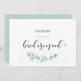 Waterverf groen bruidsmeisje voorstel kaart