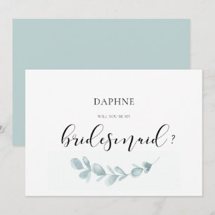 Waterverf groen bruidsmeisje voorstel kaart