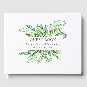 Waterverf groen bruiloft. Bos botanisch Gastenboek