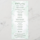 Waterverf groen bruiloft ceremonie programma programmakaart (Achterkant)