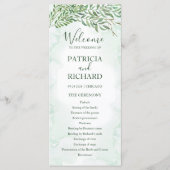 Waterverf groen bruiloft ceremonie programma programmakaart (Voorkant)