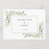 Waterverf groen bruiloft details informatie informatiekaartje (Achterkant)