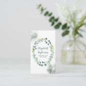 Waterverf groen bruiloft elegant en creatief visitekaartje (Staand voorkant)