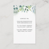 Waterverf groen bruiloft elegant en creatief visitekaartje (Achterkant)